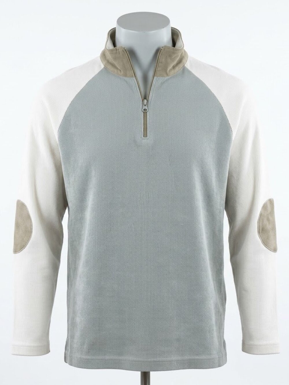 BERT PULITZER Quarter Zip Long Sleeve Elbow Patch Polo Shirt Pullover Men’s Sz L